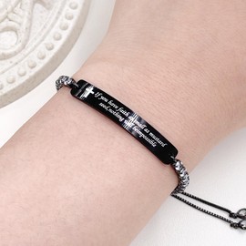 JunyiDIY Courage Power Black Box Chain Bracelet Faith Gift Jewelry Religious Gift Jewelry for Mom Wife Baptism Holy Communion