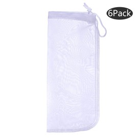ALEGI Media Filter Bag Aquarium Extra Fine,Reusable 180 Micron Drawstring Mesh Filter Bags for Very Fine Resins Filter (10"*3.9" (6 Pack))