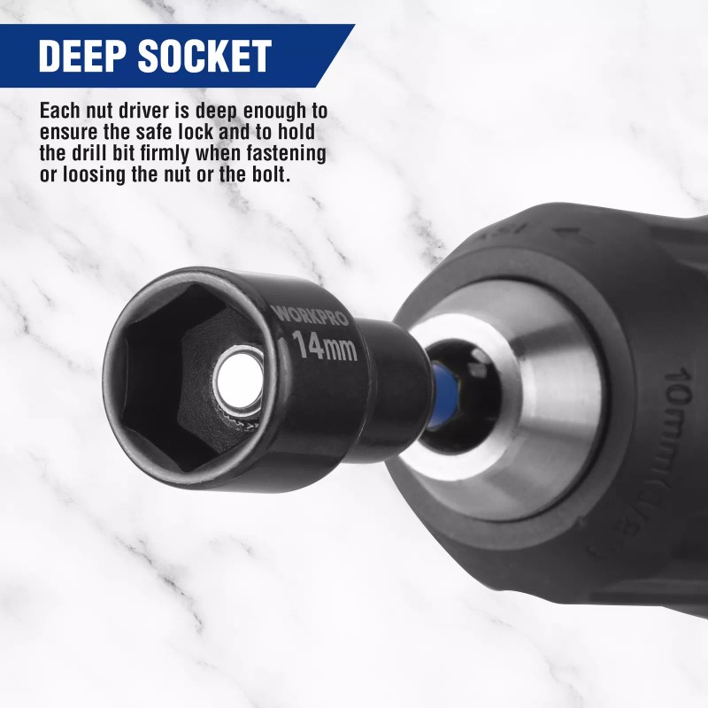 Workpro 27 PCS Magnetic Nut Driver Set Impact Drill Driver