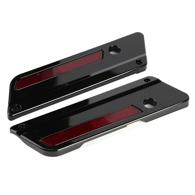2pcs Motorcycle Saddlebag Latch Cover Reflectors for Glide Touring 94-17