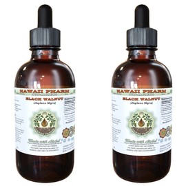 Black Walnut Alcohol-Free Liquid Extract, Organic Black Walnut (Juglans Nigra) Dried Hull Glycerite Hawaii Pharm Natural Herbal Supplement 2x2 oz