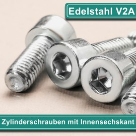 PRIOstahl Cylindrical Screws with Hexagon Socket Fully Threaded Screws Hex Screws – Pack of 10 Size: M8 x 20 mm DIN912 IS04762-A2-70 Screws for Mechanical Engineering Furniture Construction Rustproof