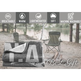 Camping Gifts for Women Men Lovers Throw Blanket, Happy Campers Decor Outdoor, RV Campsite Travel Hiking 50" x 65" - Camping Rules - Grey