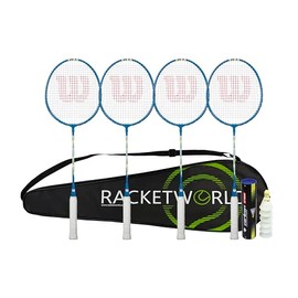 Wilson 4 Player Badminton Racket Set, 4 Rackets, Shuttles, Premium Carry Case (Champ)