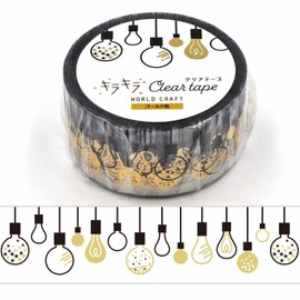 World Craft KCT20-002 Masking Tape, Sparkly Clear Tape, Gold Foil, 0.8 inches (20 mm) Wide
