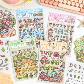 3D Sticker Scene, DIY 3D House Stickers, Fun DIY Stacking Scene Stickers, Sunny Garden Miniature Scene Sticker with Tweezer Gift for Children