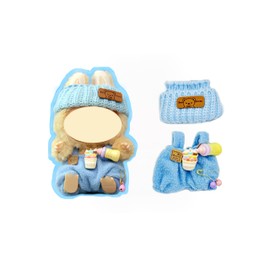 5.91-6.7in (15-17cm) Doll Clothes (No Doll),Accessories Outfits Fits Popular Cute Blind Box Dolls,Suspenders Pants & BabyClothes Accessories,Hand Crocheted Hat, Sweaters, Bag, Blue Outfit