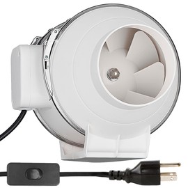 4 Inch Duct Fan with Switch: modunful 3-pin AC Inline Ventilation Exhaust Fan, High Efficiency for Vent Bathroom, Kitchen, Grow Tent, Hydroponics, 3D Printer