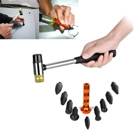 GS Hand Tools 10pcs Paintless Dent Repair Kit Rubber Hammer Tap Down Tools Hail Dent Removal Tools for Car Refrigerator Door Dent Removal Tools
