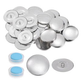 sourcing map 40 Sets Self Cover Button Kit 60L 1.5" 38mm with Wire Backs Aluminum Buttons to Cover Fabric Button Maker Covered Buttons Kit with 2 Tools for DIY Cloth Home Decor Sewing