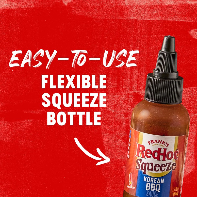 Frank's RedHot Squeeze Korean BBQ Sauce, 1.7 fl oz (Pack