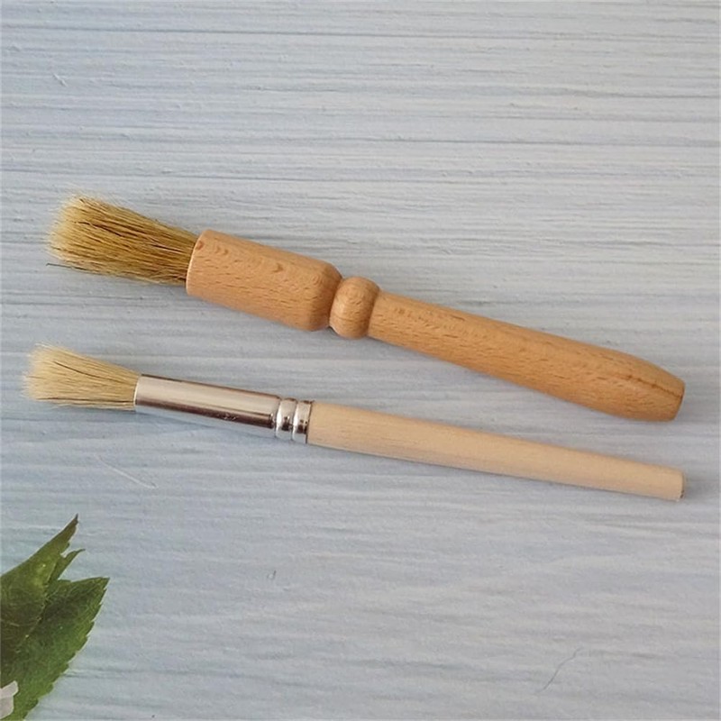 Coffee Grinder Cleaning Brush 2Pcs, Wood Handle & Natural Bristles