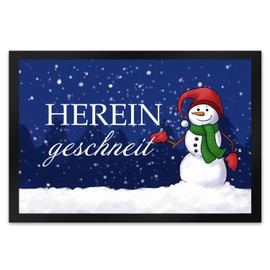 speecheese Snowman Doormat XL in 40 x 60 cm as a Beautiful Decoration for the Entrance to Advent, Christmas and Winter Time for Your Home