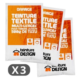Set of 3 Bags of Textile Dye – Orange – Universal Dyes for Clothes and Natural Fabrics