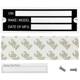 Trailer VIN ID Plate Blank Data TAG Model Identification VIN Serial Number, Model, Date of MFG and GVWR, Tailgating id plate for Cargo Carriers Trucks Boats Replacement Hin Number