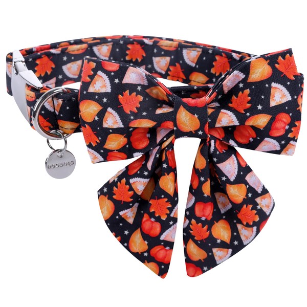 DOGWONG Fall Dog Collar with Bowtie - Fall Dog Collar