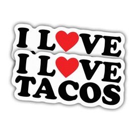 (2pcs) Taco Sticker, Funny Vinyl Taco Lover Gift, Food Stickers, I Love Taco for Water Bottles, Laptop, Window, Notebooks - Waterproof 3"