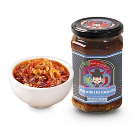 MIAOGUNIANG Mixed Green & Red Pepper Sauce, Garlic Chopped Chili Sauce, Chinese Specialty Snacks Gifts, Perfect with Eggs, Lemon, Onion and Honey, Family and Restaurant 9.1oz/260g