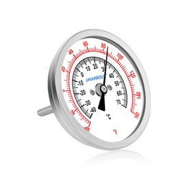 UHARBOUR Water Temperature Gauge, 3" Dial Fully StainlessSteel Water Temp Gauge, Water Thermometer with 2-1/2" Stainless Steel Stem, -40 to 160°F, 1/2" NPT Back Mount