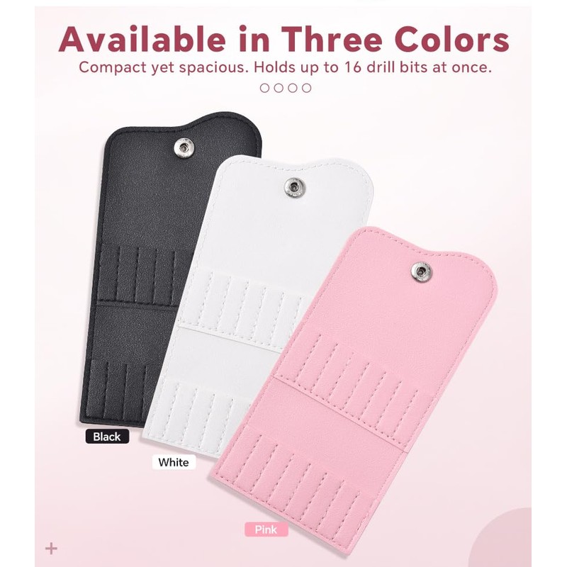 Rolabling Portable 16-Slot Nail Drill Bit Holder Organizer with Thickened