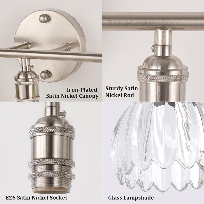Shenmoyl Bathroom Light Fixtures, 3-Light Vanity Wall Light Over Mirror