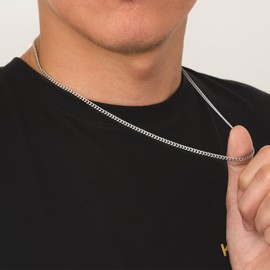 KRKC&CO Men’s Chain Necklace, Stainless Steel Cuban Link Chains 3mm, Anti-Tarnish Nickel-Free Flat-Cut, Thin Gold chain Silver Chain for Man Unisex(3mm-Stainless Steel, 18)