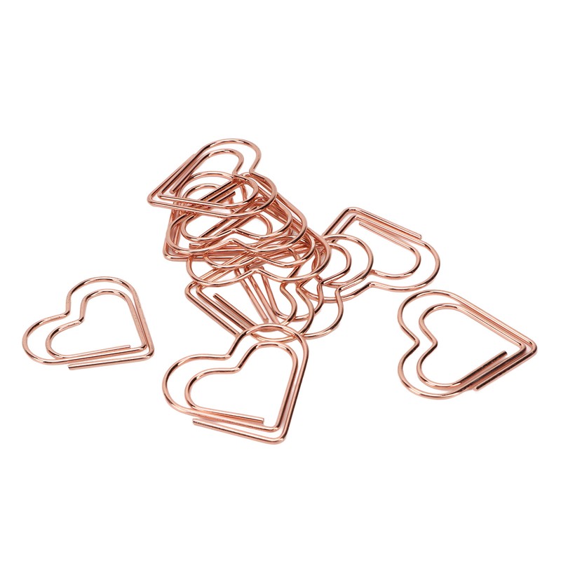 100Pcs Paper Clips Rose Gold Unique Shape Electroplating Process Lightweight