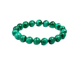 Svadia Super Malachite Crystal Beautiful Vibrant Green Mineral Jewellery Natural and Certified Unisex Elastic Malachite Crystal 26 cm Beads 6 mm Positive Effect, Stone