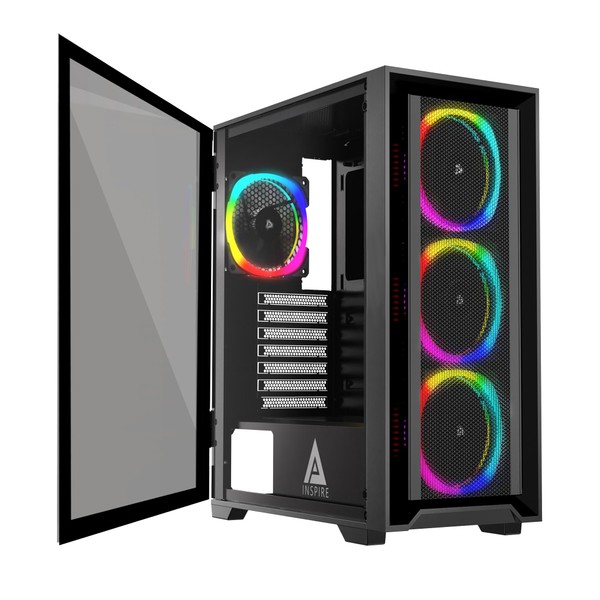 Apevia Inspire-BK Inspire Mid Tower ATX Gaming PC Case w/