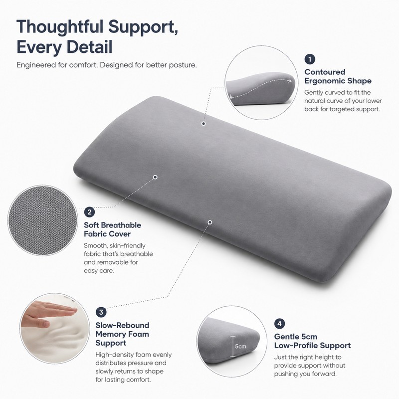 Lumbar Support Pillow for Sleeping – Contoured Lower Back Cushion