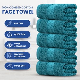 Towelogy Cotton Face Cloths Flannels – Hypoallergenic and Gentle on Skin Perfect for Daily Use Washcloths (2, Teal)