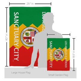 Los Angeles Sanctuary City Flag Kit Stand Pole Wall Hanging Decor Home Poster Balcony Bandera SF NY LA State MAGA Abolish ICE Sign Protest California Pride Support Immigration Poster
