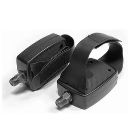 Pair of 1/2 Pedals for Exercise Bike, Adjustable Replacement Pedals with Velcro Fastening, Non-Slip, for Bike, Fitness, Indoor Bike