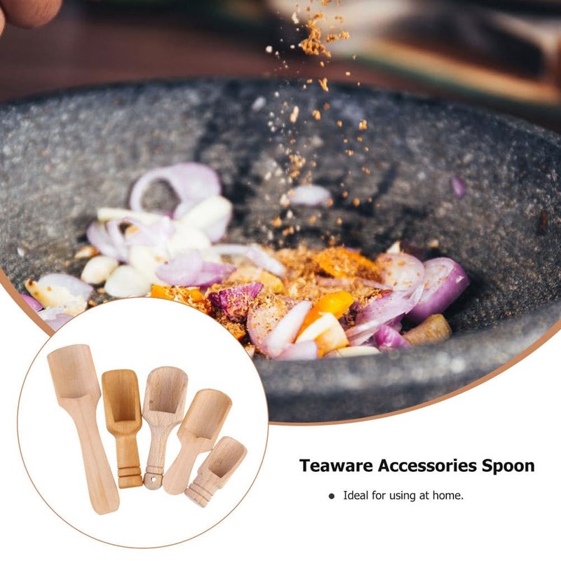 Healvian Washing Jar Spoons 5 Pcs Mini Wooden Scoop Small