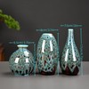 Set of 3, Decorative Ceramic Vases, Turquoise Blue Glazed Finish,