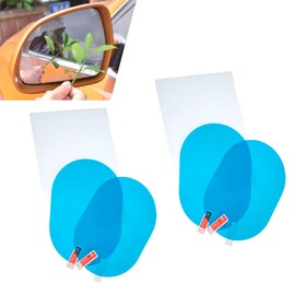 lekudo 4 PCS Car Rearview Mirror Anti-rain Film, 3.74" x 5.31" HD Nano Anti-fog Waterproof Anti-high Beam Vision Protection Sticker, Perfect Fit Adhesive Accessories, for Cars (Transparent)