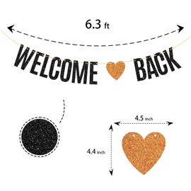 T-minimalist Welcome Back Banner, Homecoming Day / Retirement Party Decorations, To School Sign Bunting Home Decors Supplies, Black, 6.3 Feet