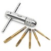 Hakkin Adjustable M3-M8 3mm-8mm HSS T-Handle Reversible Ratchet Wrench Tapping