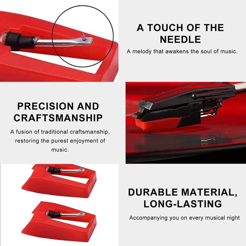 4-Pack Record Player Needles – Turntable Stylus Replacements with Ruby