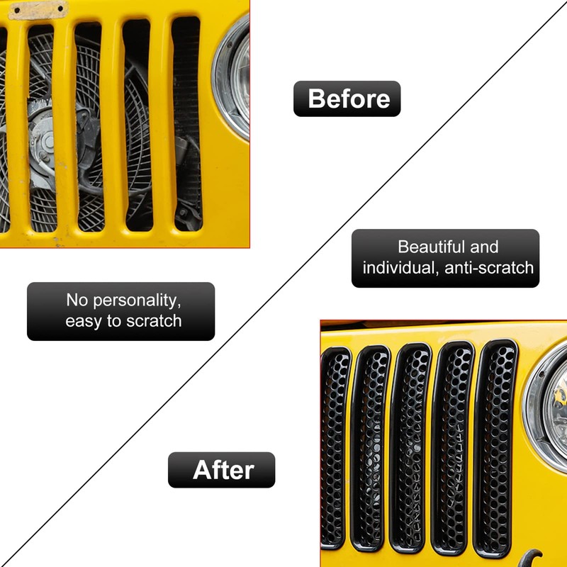 RT-TCZ Black Honeycomb Mesh Front Grill Inserts Kit for 1997-2006