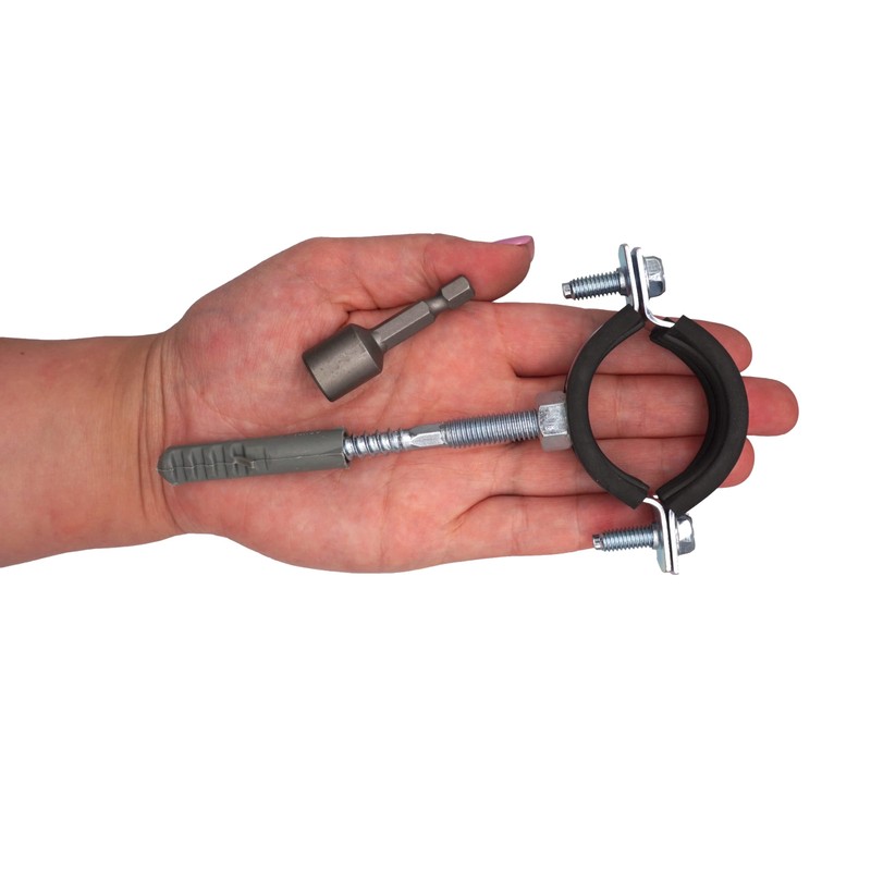 SKIR'CO (Pack of 2) Pipe Brackets with Black Rubber Lining