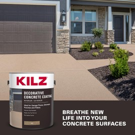 KILZ Decorative Concrete Coating, Interior/Exterior, Slip Resistant, Tan, 1 Gallon
