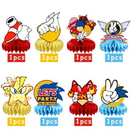 8Pcs Blue Hedgehog Table Centerpiece Birthday Party Supplies Table Decorations for Kids Birthday Decorations