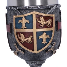 Nemesis Now Heraldic Goblet 20cm, Resin, Silver, Sword and Shield Goblet, Historical Collectable, Medieval Giftware, Removable Stainless Steel Insert, Cast in The Finest Resin, Expertly Hand-Painted