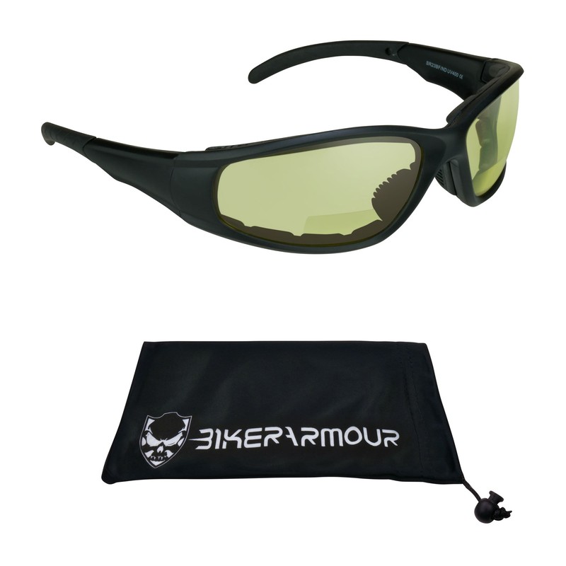Bikershades Bifocal Safety Motorcycle Glasses Night Yellow Z87 +2.00