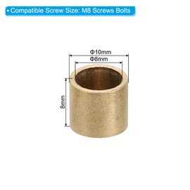 PATIKIL M8 Brass Spacers, 5 Pcs Metal Spacer Brass 8mm ID x 10mm OD x 8mm L Brass Spacers Screw Standoff for 5/16 Inch or M8 Screw