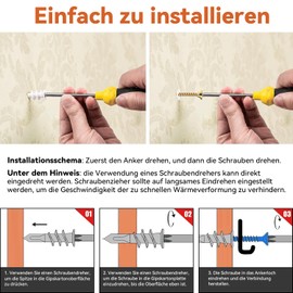 MANICAF Insulation Dowels, Pack of 40 Dowels for Insulation, 14 mm x 45 mm Dowel Set, Insulation Dowels Styrofoam Dowels, Self-Drilling Hard Foam Dowels (20 Pieces Facade Dowels, 20 Pieces Screws)