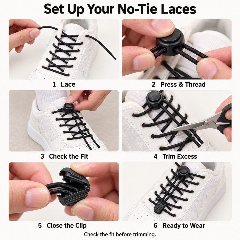 Elastic No-Tie Shoelaces with Button Lock – Stretch Round Laces