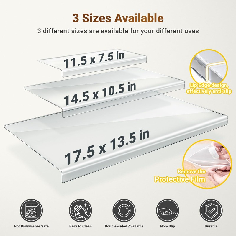 Acrylic Cutting Board with Counter Lip, 3PCS Cutting Board Set,