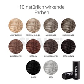 SHAKE OVER Vegan Hair for Thickening Hair with Zinc Enriched Fibres, High-Quality Pouring Hair, Made in Europe (30 g (Refill), Grey)